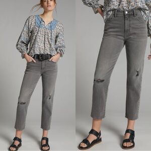 ANTHROPOLOGIE Pilcro & The Letterpress Boyfriend Gray High Rise Distressed Jeans